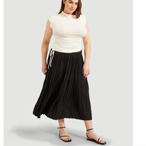 Modern Citizen Black Galena Tiered Ruched Midi A Line Skirt Size Small